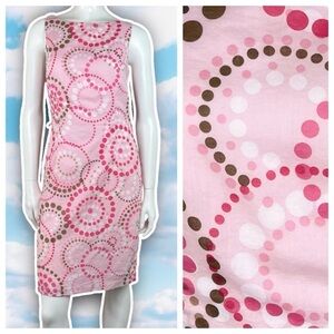LAUNDRY BY SHELLI SEGAL Pink Dot Print Retro Shift Dress Mod Barbiecore Twee 60s